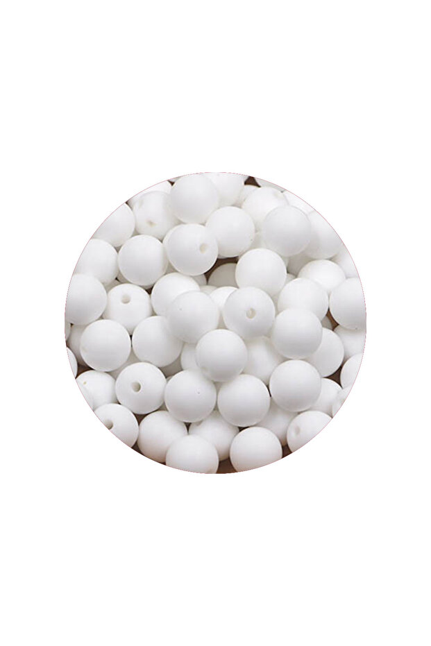100pcs white Kivoct 100Pcs 12MM Round Silicone Beads For Jewelry Making DIY Pacifier Chain Necklace