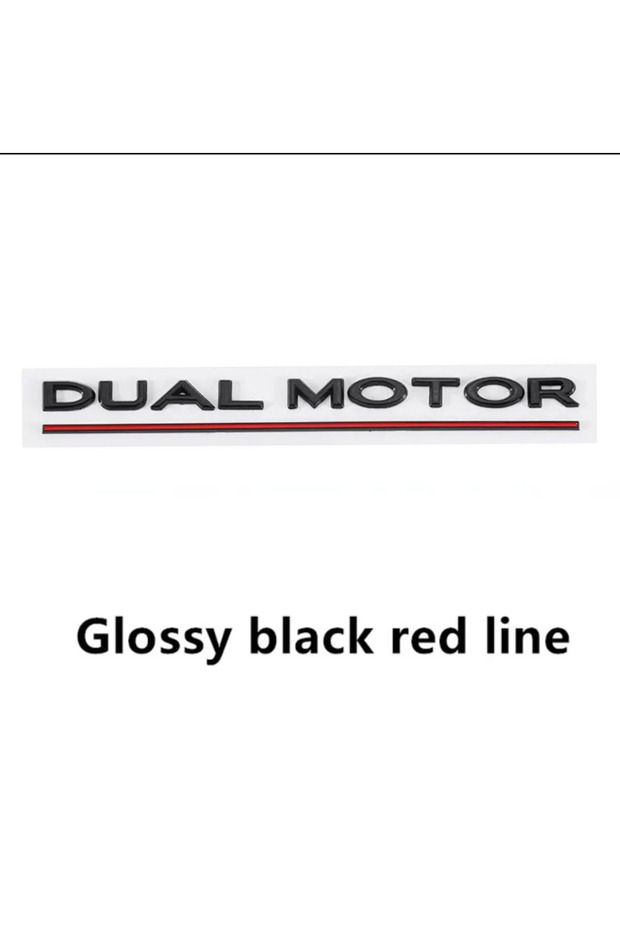 Glossy black red 3D Logo DUAL MOTOR Underlined Letters Emblem For Tesla Model Y 3 X S Car Trunk Badg