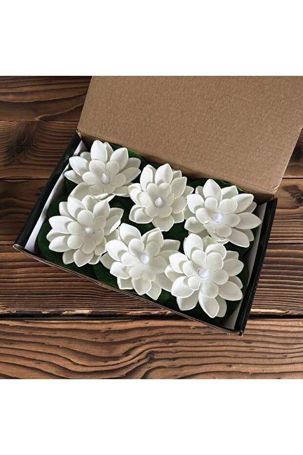6pcs white 6PCS LED Multicolor Lotus Sensor Night Lamp Floating WaterGlow Flower Lamps Garden Fish T