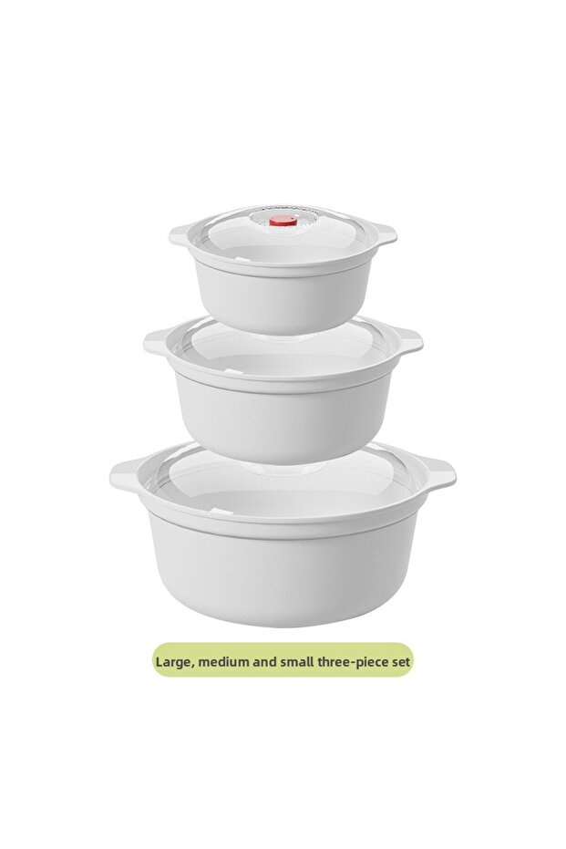 3pcs Microwavable Heating Bowl Plastic Food Grade BPA Free Cookware Kitchen Supplies Suitable for Bo