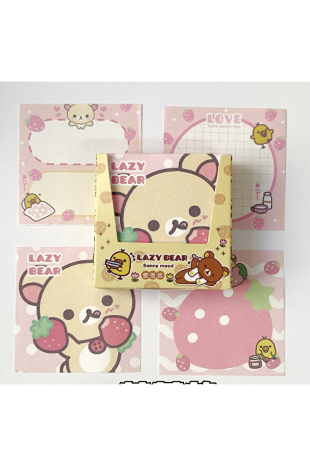 1 box 200pcs E 200PCS Rilakkuma Sticky Notes Boxed Cute Relax Bear Cartoon Message Paper for Office