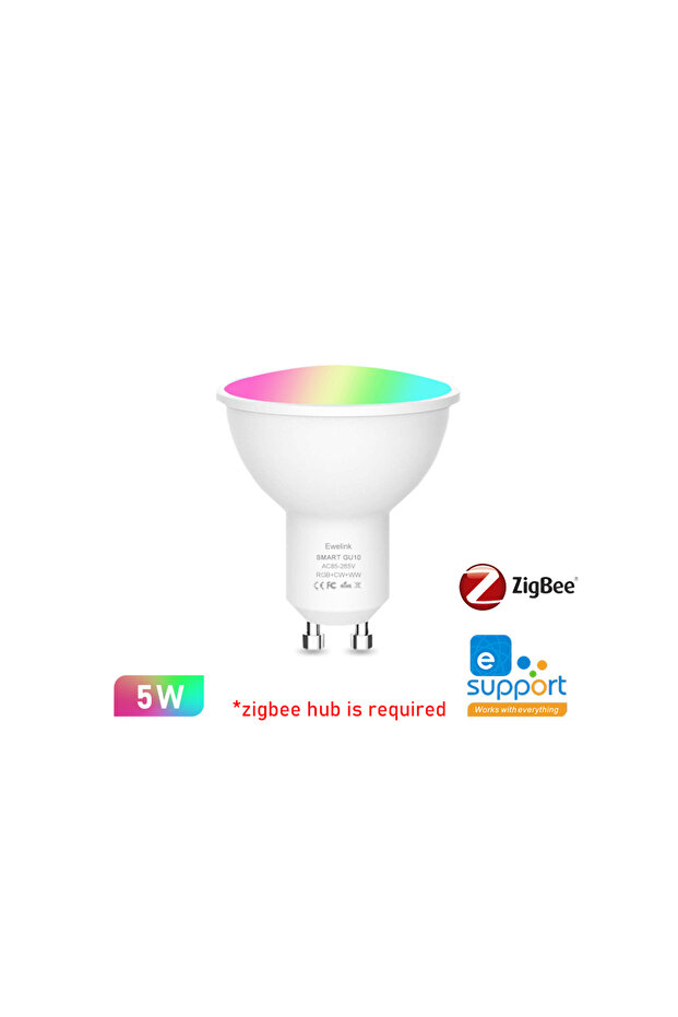 مصباح ليد ذكي GU10 بقدرة 5 وات مع واي فاي وخاصية Zigbee قابل للتعتيم E27 E14 GU10 RGBCW 2700-6500K LED شمعة La