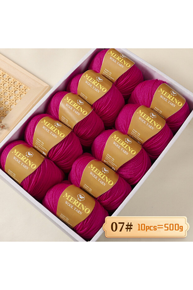 07 Rose Red 500g of High-Quality 212 Medium-Fine Alpaca Wool Yarn, Suitable for Knitting Sweaters, S
