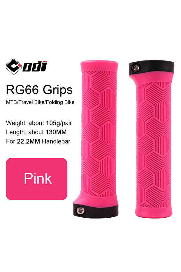 RG66-Pink ODI MTB Bicycle Grips Lock-on 22.2MM Handlebar Cover Comfortable Wing Shape Anti-slip Han