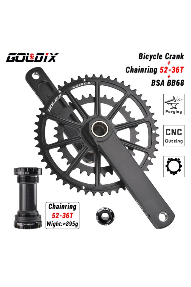 165mm Crank BB68 52-36T GOLDIX 50-34T/52-36T/53-39T Road Bike Crank Ultralight 22/20 speed crankset