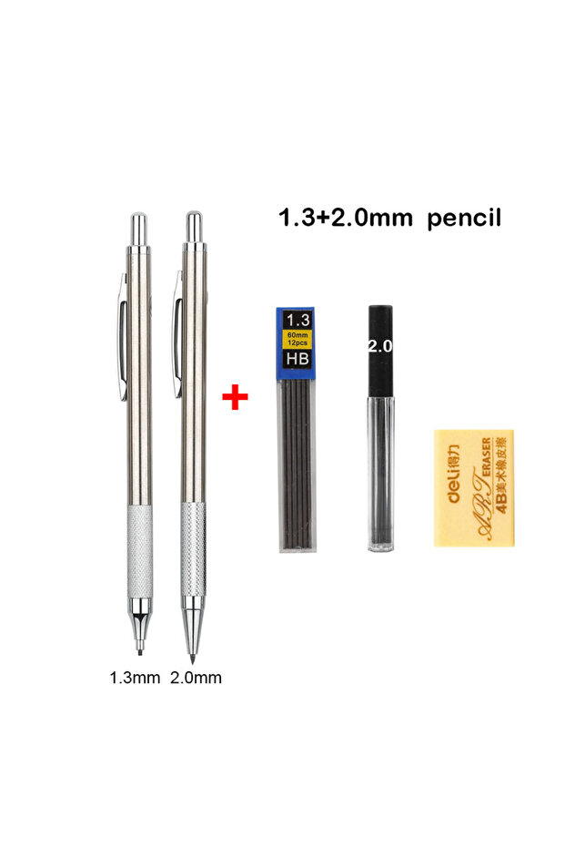 1.3mm 2.0mm Pencil Mechanical Pencil Set 0.3 0.5 0.7 0.9 1.3 2.0mm Full Metal Art Drawing Painting A
