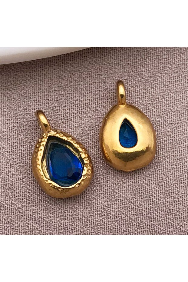 T1552-5pcs 5pcs Stainless Steel Teardrop Charms Inlaid with Crystals Gold-plated DIY Bracelet Earrin