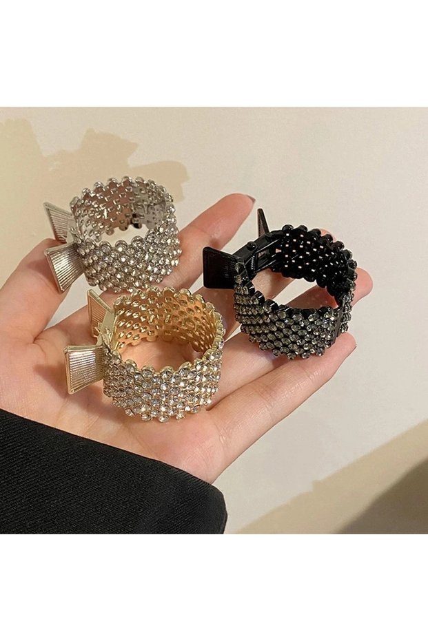 3pcs Set Fashion Pearl Rhinestone Metal Hair Clip Women Girls Mini High Ponytail Holder Crystal Hair