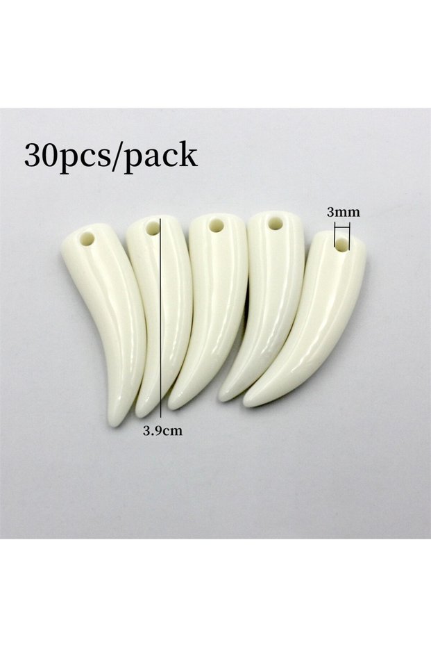 30pcs C 20pcs/30pcs/100pcs Ivory Horn Pendants For Jewelry Making Acrylic Wolf Teeth Charms Pendant
