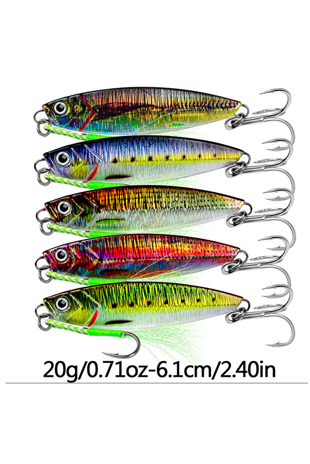 20G 5 colors 5pcs Iron Plate Lead Fish Long Cast Bait Glitter 40g 7.8cm Sinking Iron Plate Artifici