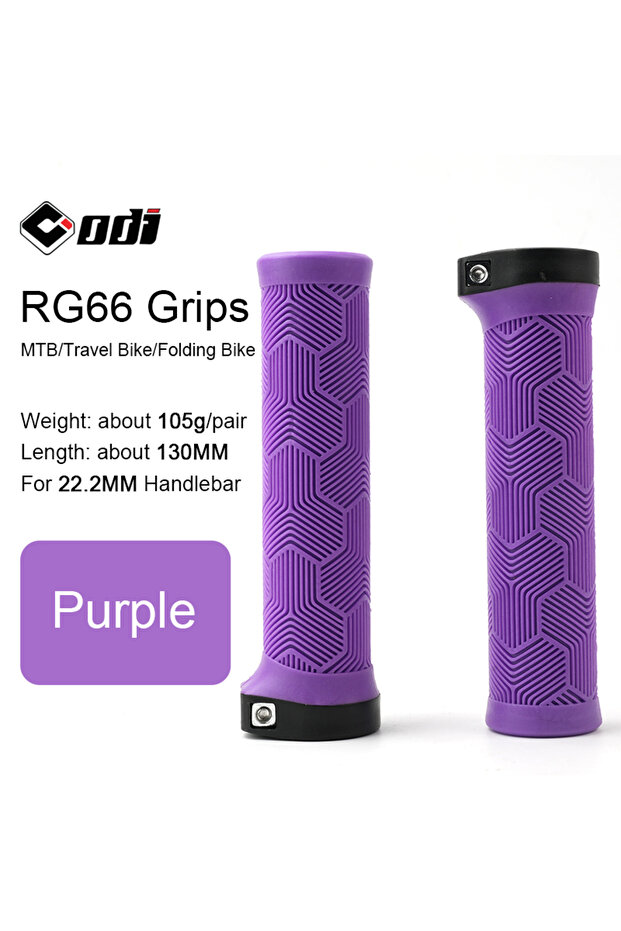 RG66-Purple ODI MTB Bicycle Grips Lock-on 22.2MM Handlebar Cover Comfortable Wing Shape Anti-slip H