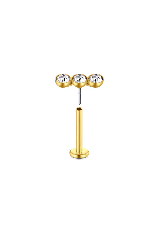 16G 1.2x6mm B-Gold 1Pc Lip Piercing Body Jewelry Plug-in Lip Stud for Women Trendy Ear Cuff Stainles