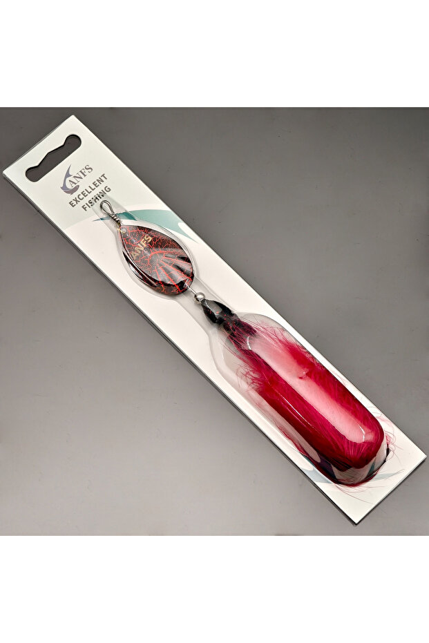FCP-693-A ANFS 1pc Big Size Musky Fishing Lure-Copper Spoon with Artificial Feather, Perfect Musky B