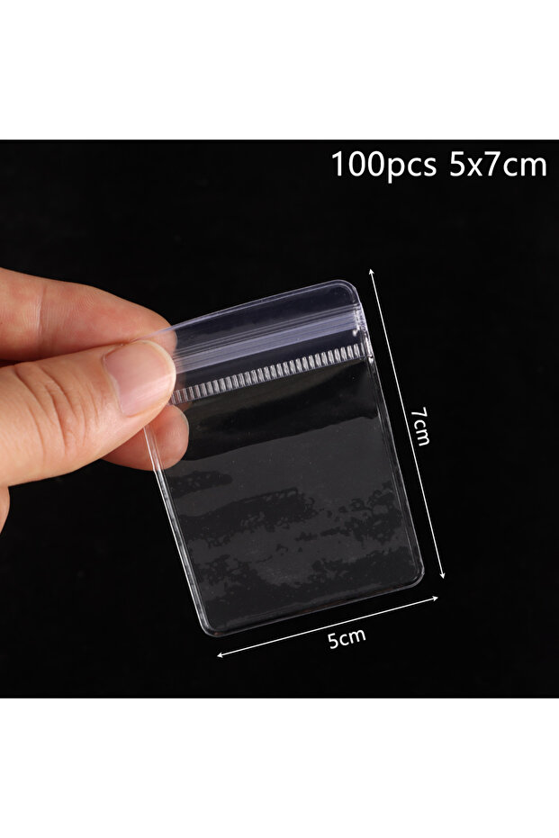 100pcs 5x7cm 100Pcs New PVC Plastic Self Sealing Bag Dustproof Transparent Zip Lock Bags Reclosable