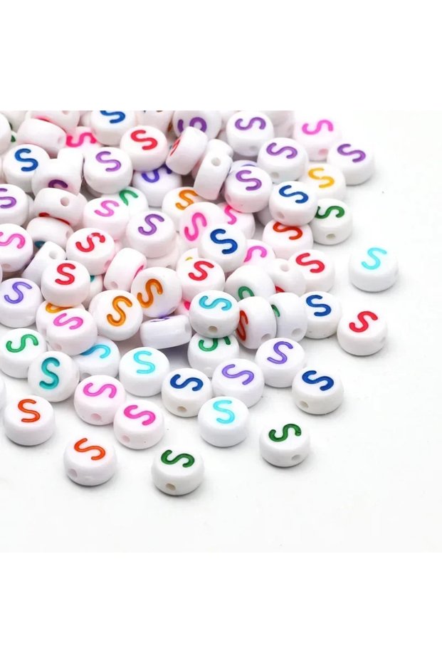 100pcs S 100-500PCS Colorful Round A-Z Alphabet Letter Acrylic Loose Spacer Beads for Jewelry Making