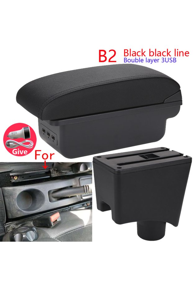 B2 Black line 3USB For Dacia Renault Sandero Logan 2 Armrest For Nissan Almera G15 Car Armrest box F