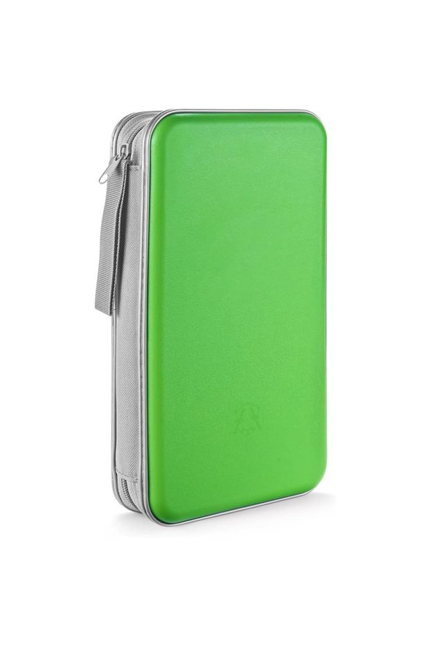 green CD Holder, 96 Capacity CD/DVD Case Holder Portable Wallet Storage Organizer Hard Plastic Prote