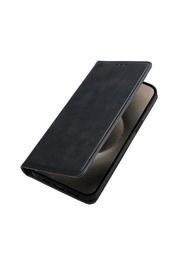 جراب جلدي أسود قابل للطي لهاتف Redmi Note 14 Pro 5G، مزود بغطاء متعدد البطاقات.