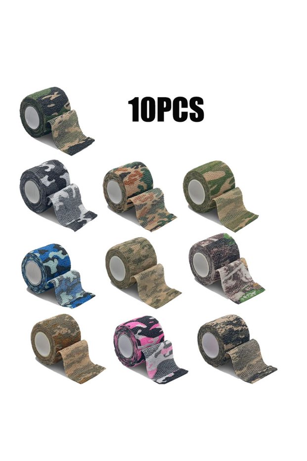 10pcs mix-5cm 1/6/10pcs 5*450cm Camouflage Elastic Bandage Hunt Disguise Elastoplast Wrap Tape Self