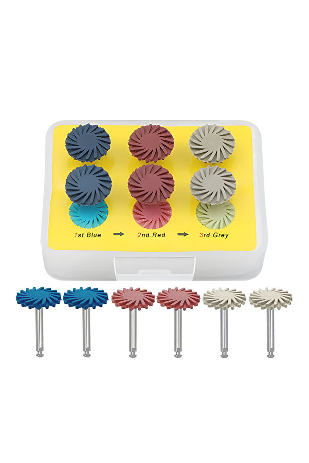 Mixed 6pcs Silver 6Pcs/Box Dental Composite Resin Polishing Disc Rubber Polisher 14mm Wheel 3 Color