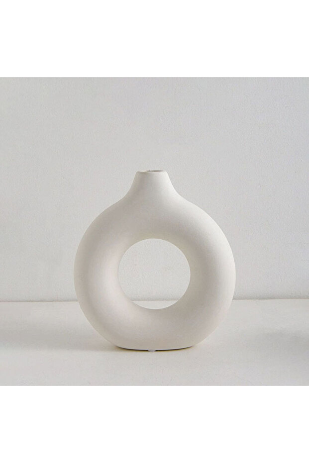 white S Simple Plastic Vase Donut Shape Single Flower Pot Home Living Room Decoration Table Ornament