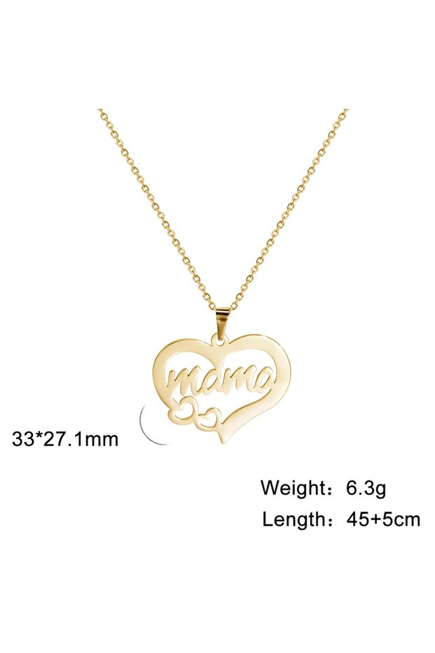 45-50cm Herat Mama Gold Skyrim Mama Letter Pendant Necklace for Women Stainless Steel Neck Chain Cho