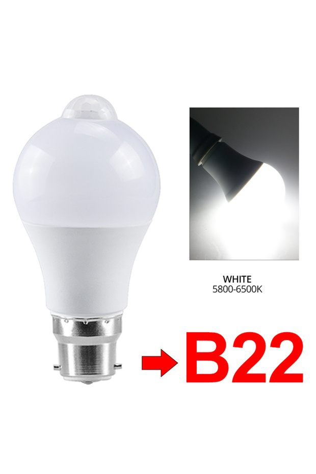 GGBEE 12W B22 base cold white PIR Motion Sensor LED Light Bulb 220V 110V 12W 18W Smart Bulb Motion A