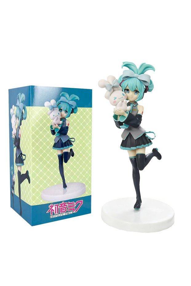 Bandai with box New 21CM Anime Hatsune Miku X Cinnamoroll Figure Anime Peripheral Collectible Models