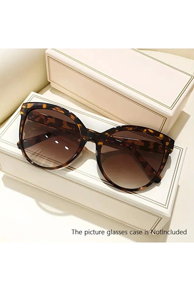 LEOPARD-BROWN Cat Eye Sunglasses Sunglasses Outdoor Driving Sunshade Decoration Oversize Frame Glass
