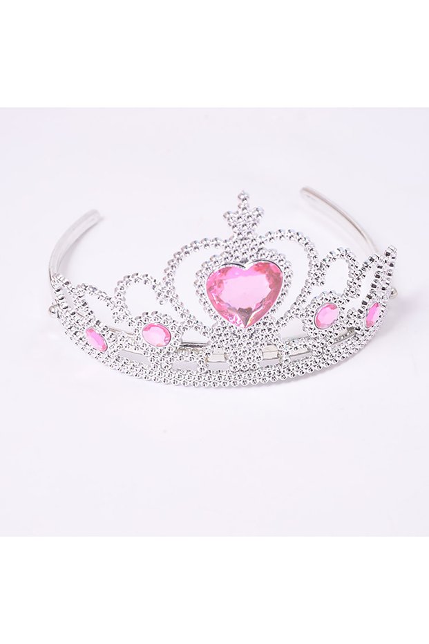 Pink Lovely Plastic Hairbands Blue Rhinestone Princess Crown Headbands Heart Birthday Tiara For Girl