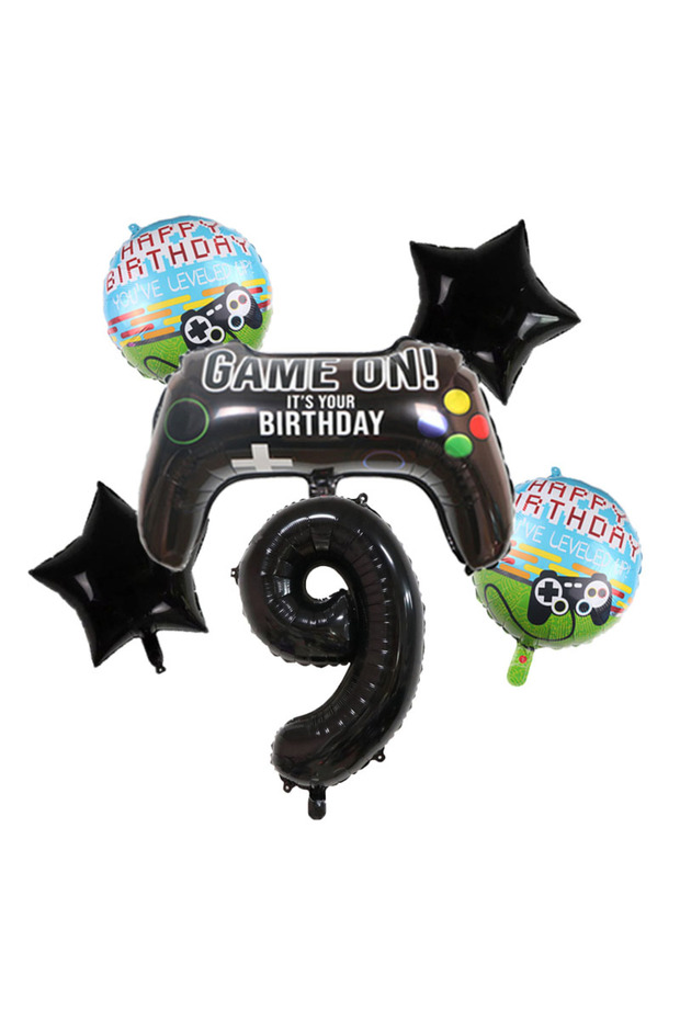 Other set 9 Gamepad Balloons Game On with Black Digit Number Balloon Children's Birthday Party Decor