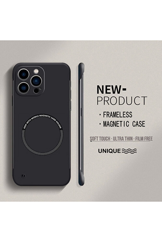غلاف هاتف iPhone Air الأسود ultra thin matte hard PC بدون إطار magnetic لهاتف iPhone 17 Air 16E