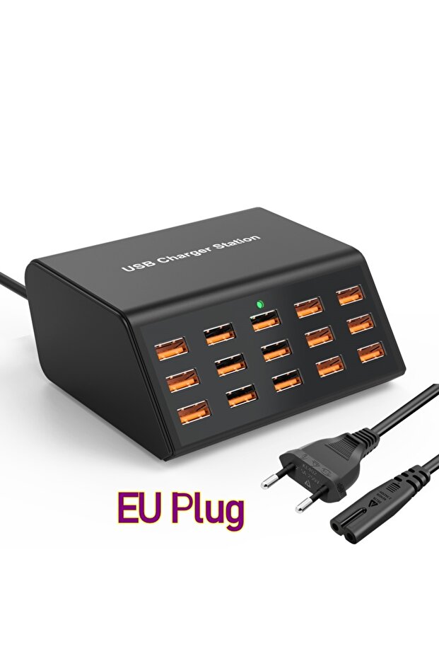 شاحن USB متعدد الوظائف 100 وات 15 منفذ USB قابس الاتحاد الأوروبي 100 وات شاحن USB متعدد الوظائف 15 منفذ 2.4 أمبير بحد أقصى شحن سريع