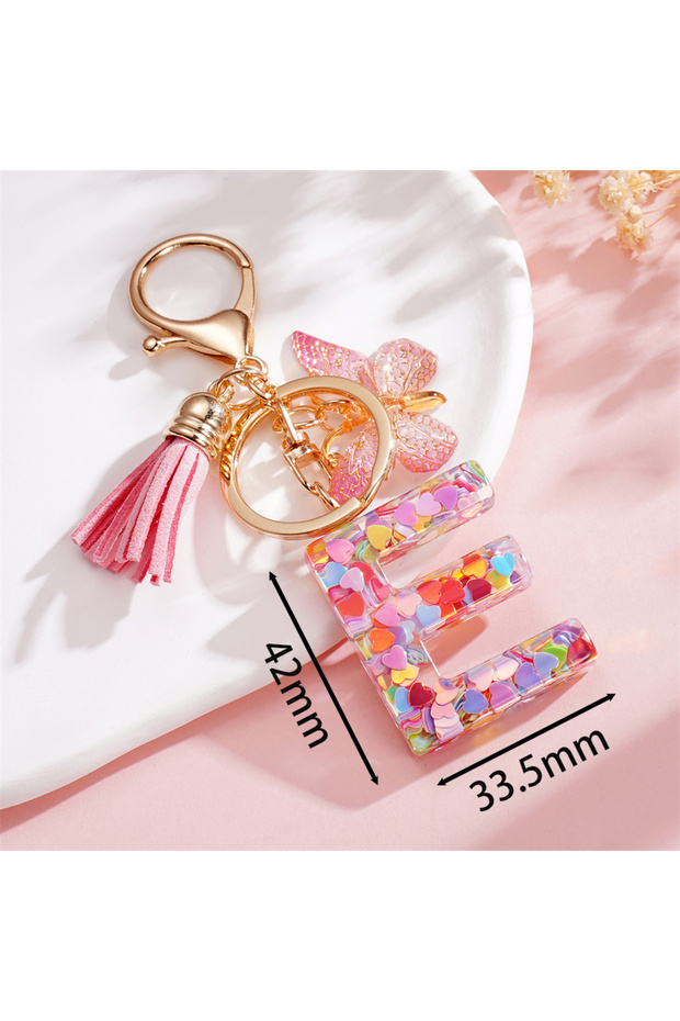 E 1Pc A-Z Letters Pendant Keychain Tassels Key Chains Hanging Pendant Women DIY Jewelry Making