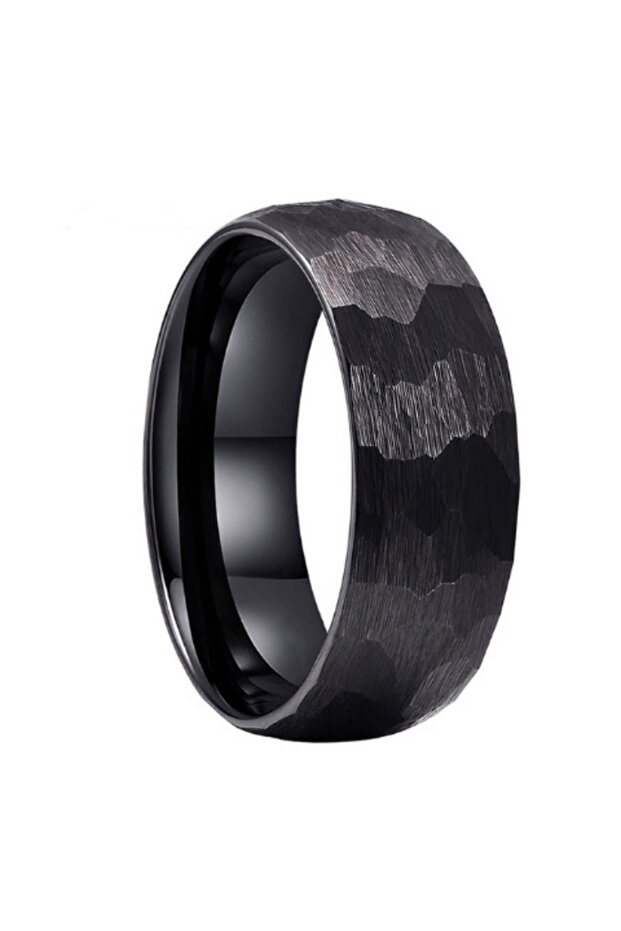 7 DG7303 6MM 8MM Multicolor Men Women Tungsten Wedding Ring Multi-Faceted Hammered Brushed Finish Fa