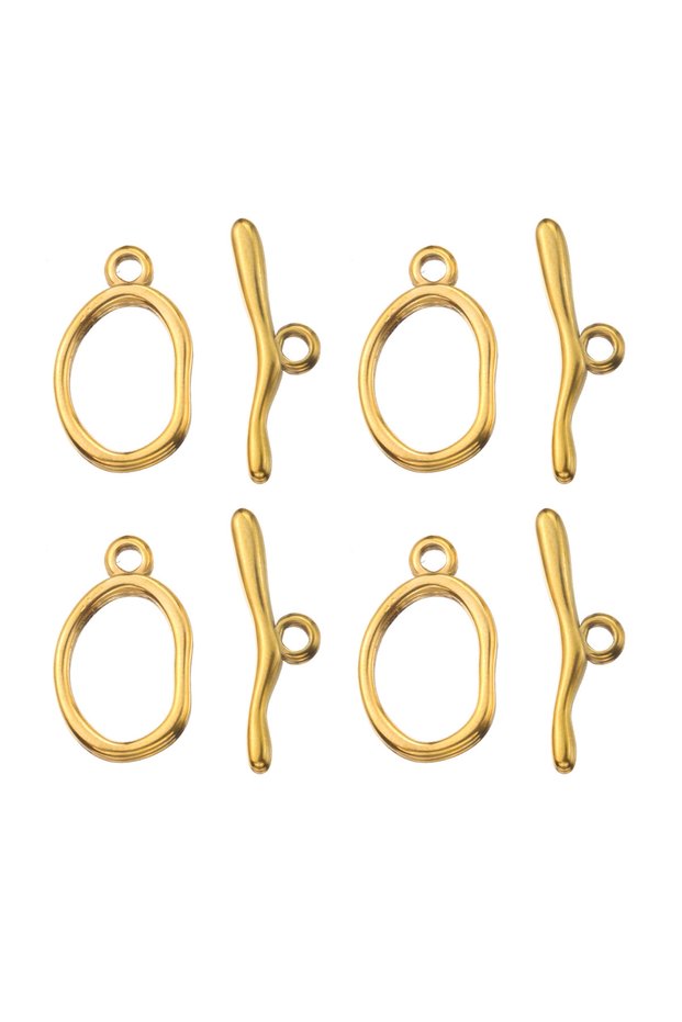 Gold 4 Set Gold Toggle Clasps Stainless Steel OT End Clasps Buckle Connectors for DIY Bracelet Neckl