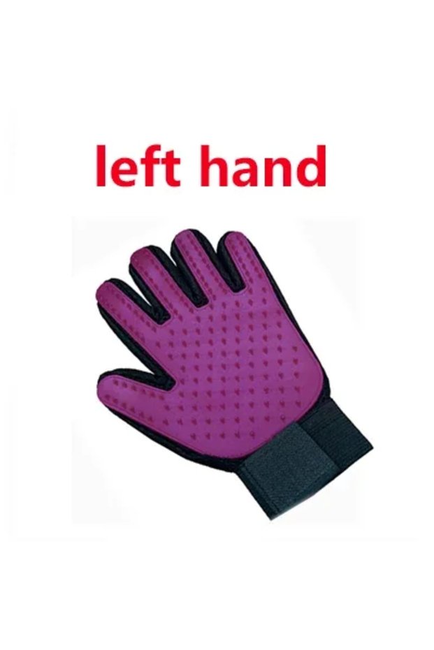 Left Purple Cat grooming glove for cats wool Pet Hair Deshedding Brush Comb Glove For Pet Dog Cleani
