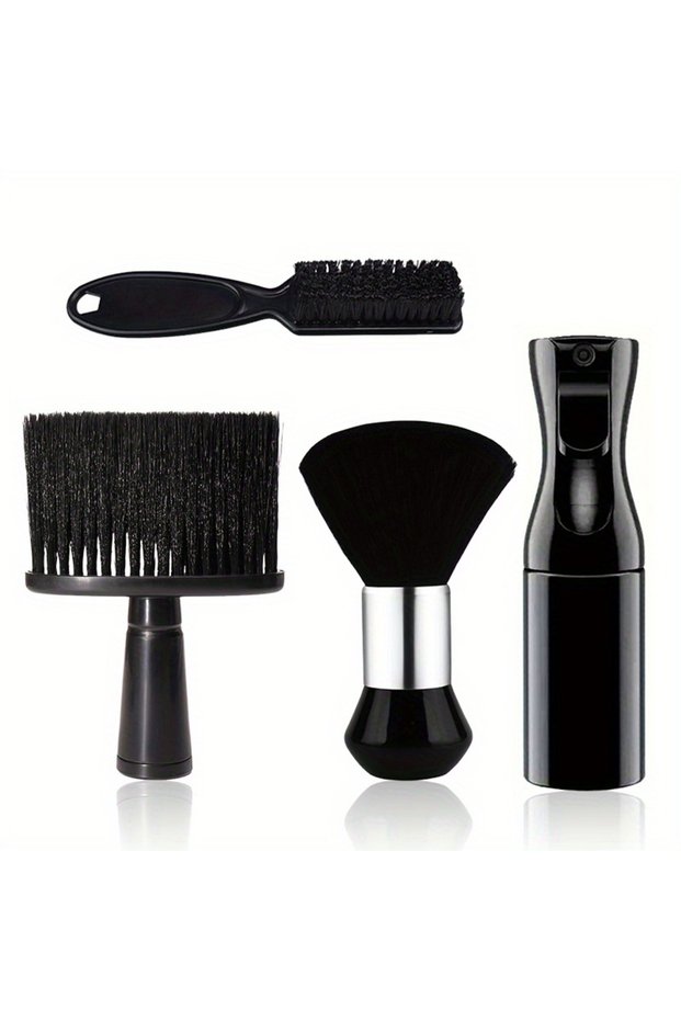 4pcs set-A 3/4 Set Professional Broken Hair Brush Spray Bottle Soft Hair Brush Neck Dust Remover Sui