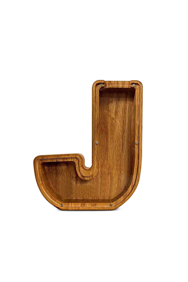 j Twenty-six English Alphabet Moneybox Coin Money Piggy Bank Wooden Letter Saving Box Desktop Orname
