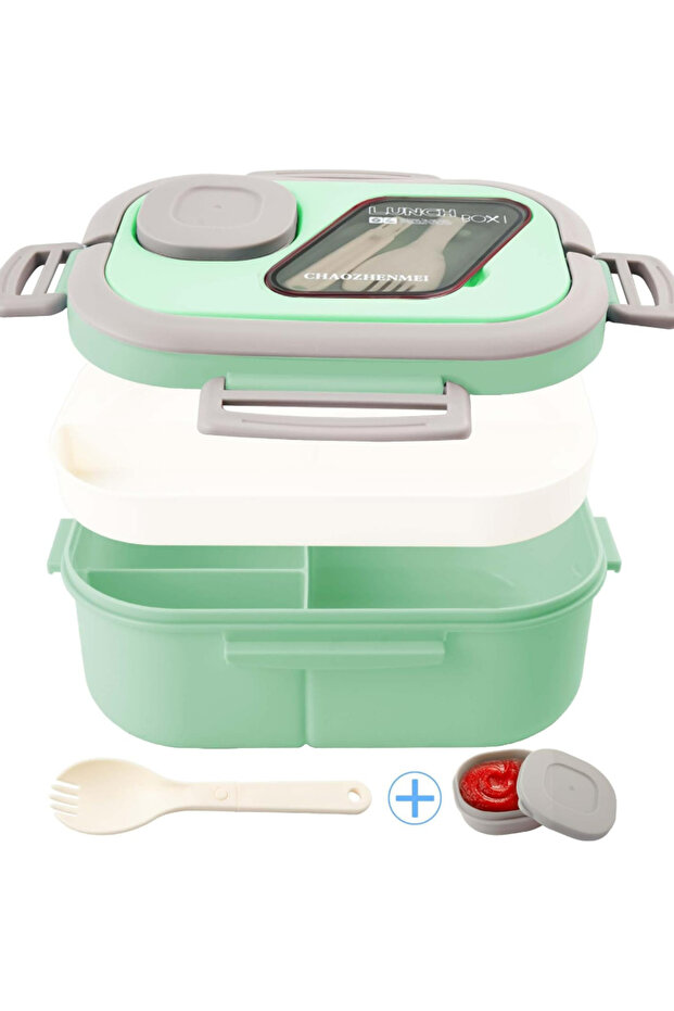 1200ML 3 3 green 1PC Convenient Insulated Lunch Box, European Oval Sealed Fresh-keeping Lunch Box, D