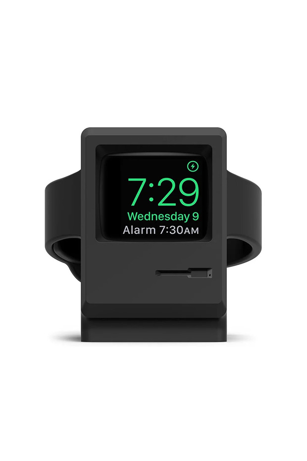 black Silicone Charger Stand For Watch 7 6 5 4 iWatch 3 2 1 Charging Dock Holder Retro Computer P..