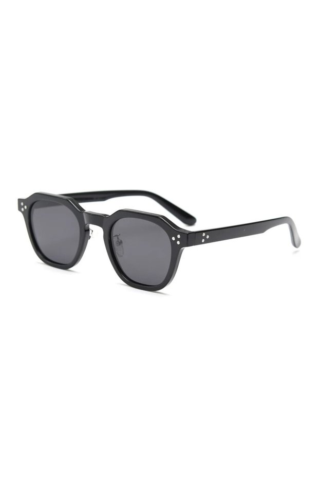 Full black Polarized Sun Glasses for Women Mens TR90 Square Polygon Vintage Sunglasses with Thick Fr