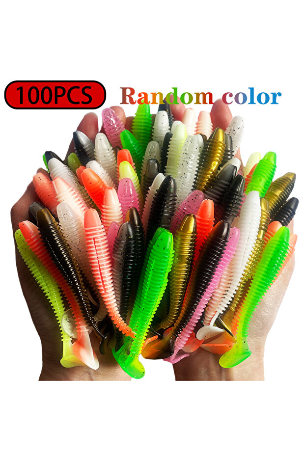 6.5CM-2.1g random color-100pcs Silicone Bait 30PCS 60PCS 100PCS Fishing Lures Soft Baits Crankbait W