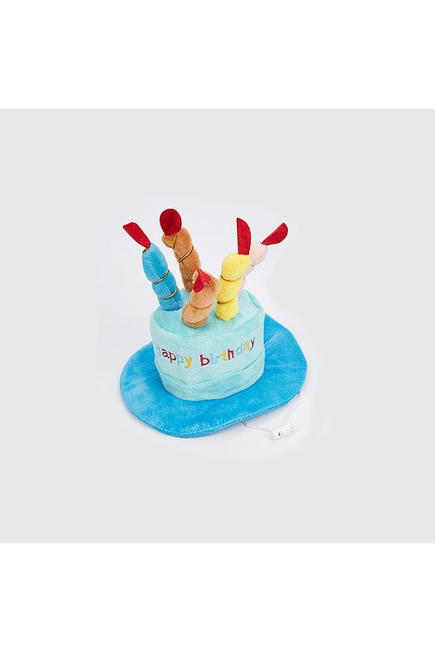 Blue Pet Birthday Hat Adjustable Dog Hat With Colorful Candles, Dog Birthday Party Costume