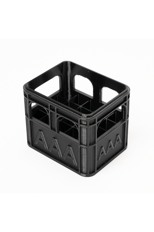 Black AAA(20squares) 3D Printed Beer Crate Style Stackable Battery Storage Box, AA and AAA Sizes, 18