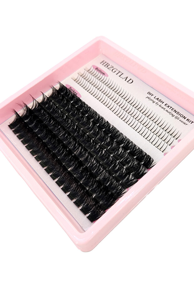 مجموعة رموش MIX D 9row80PQA12 HBZGTLAD 80D/100D مع قاعدة كثيفة مدببة، مثالية لإطلالة أنمي مميزة.