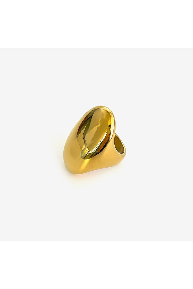 8 Gold Peri'sbox High Polished Stainless Steel Solid Gold Plated Chunky Dome Full Finger Rings for W