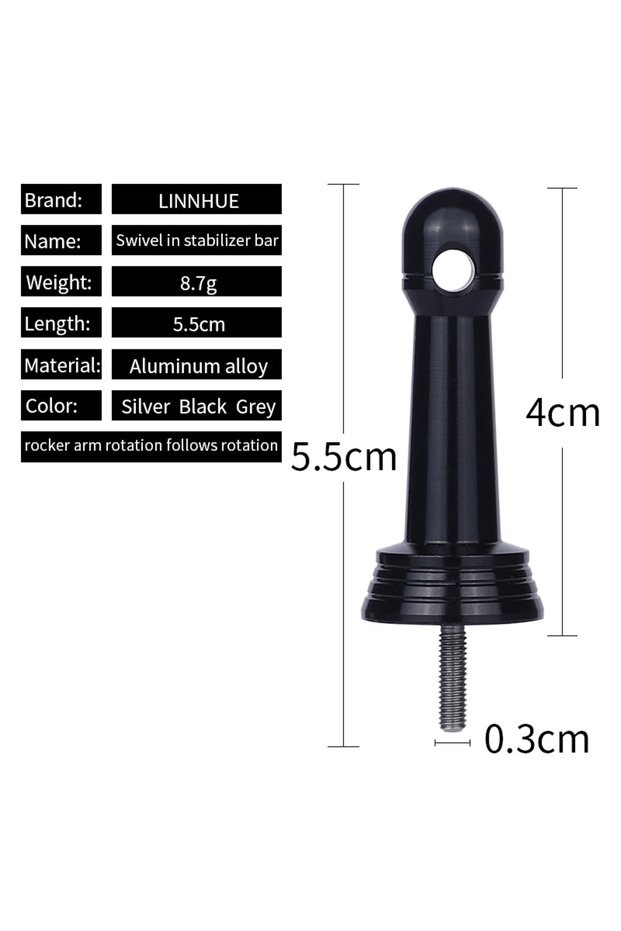 Black LINNHUE Aluminium Alloy Fishing Reel Balance Handle Stabilizer Lightweight Balance Stand Reel
