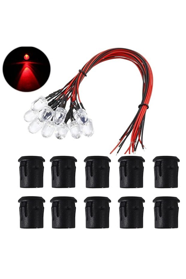 10 قطع حمراء 10 حزمة 10MM 12V LED الثنائيات الباعثة للضوء LED سلك مسبق مصباح سلكي مسبق مع مشبك بلاستيكي Ho
