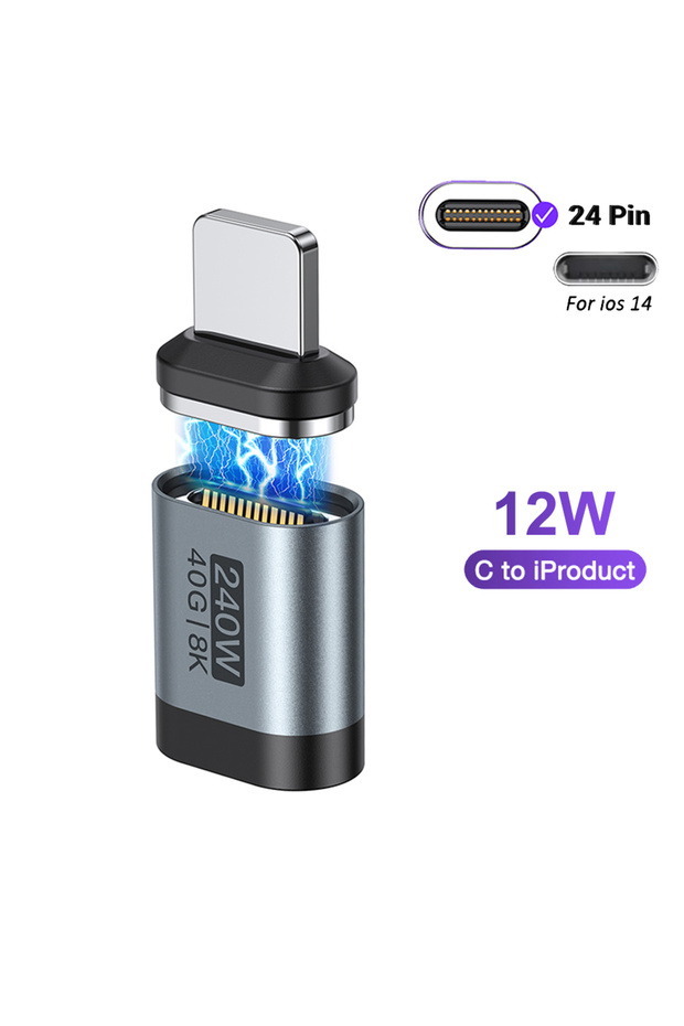 Style B iOS AUFU USB4.0 Magnetic USB C to C Adapter 40Gbps 8K60Hz 90 Degree Converter 240W Type C Ad